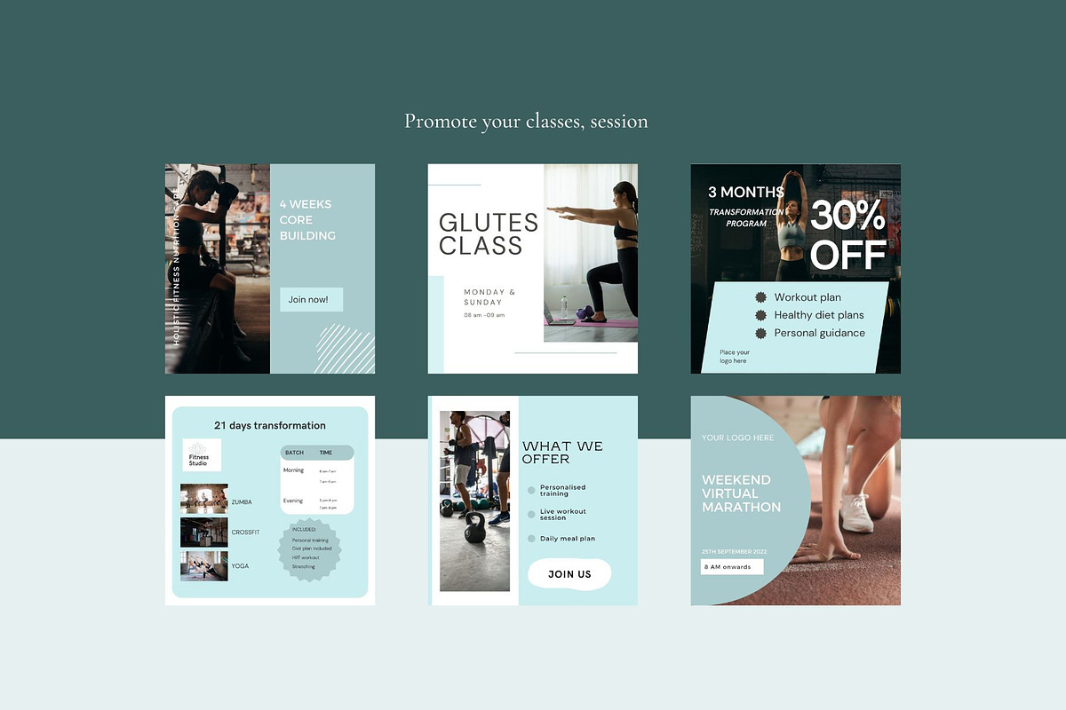 Fitness Instagram Post Template, a Social Media Template by Deepa Template Studio (Photo 3 of 9)