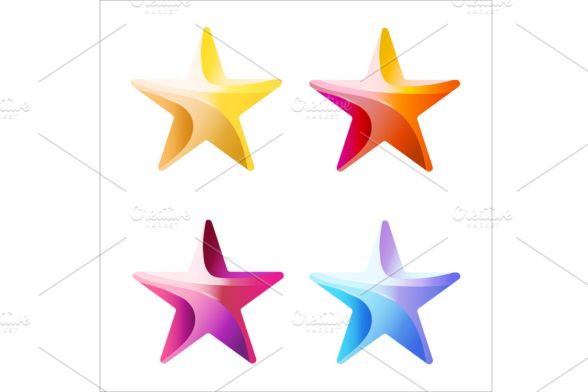 Set of Colorful stars stripped color, a Seasonal Illustration by Valenty