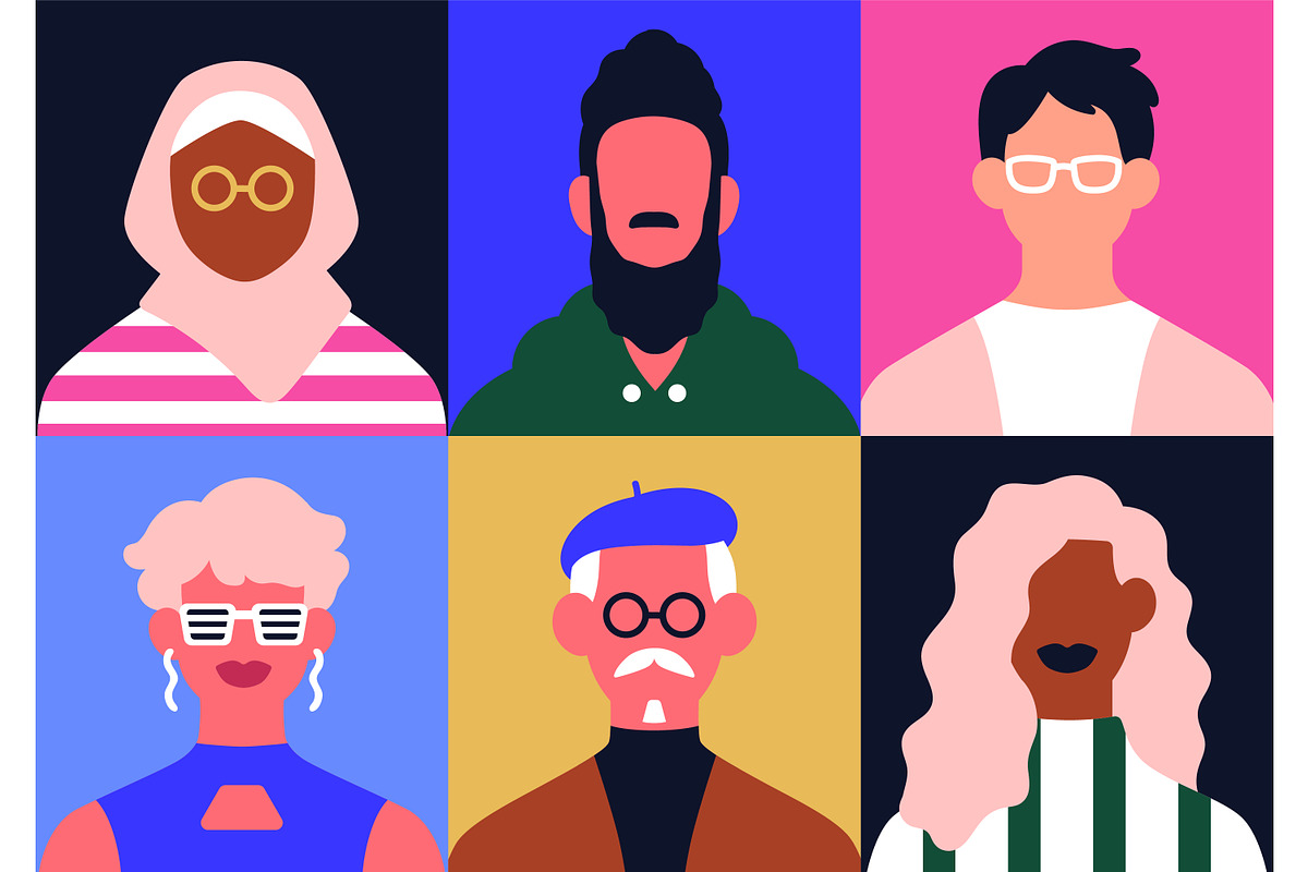 Abstract people face avatars set, a Person Illustration by Good Studio (Photo 5 of 13)