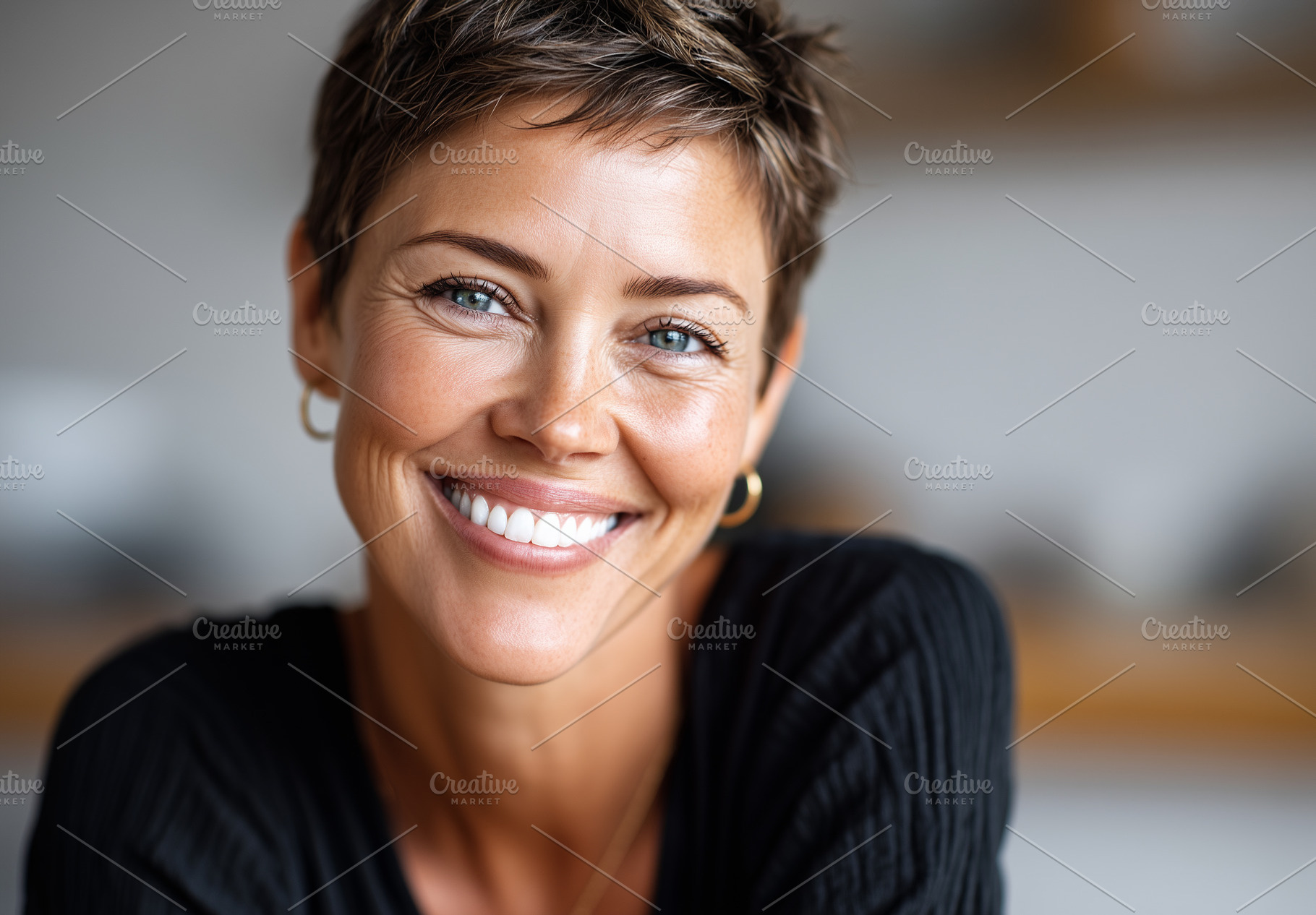 Confident woman with short hair and, a Person Photo by MistyDay
