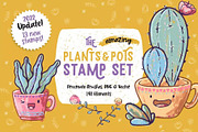 Procreate Plants & Pots Stamp Set, a Brush Add-On by GearShift (Thumbnail 1 of 10)