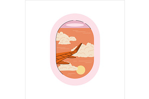 Airplane window. View through the, a Transportation Illustration by Mila Di Art