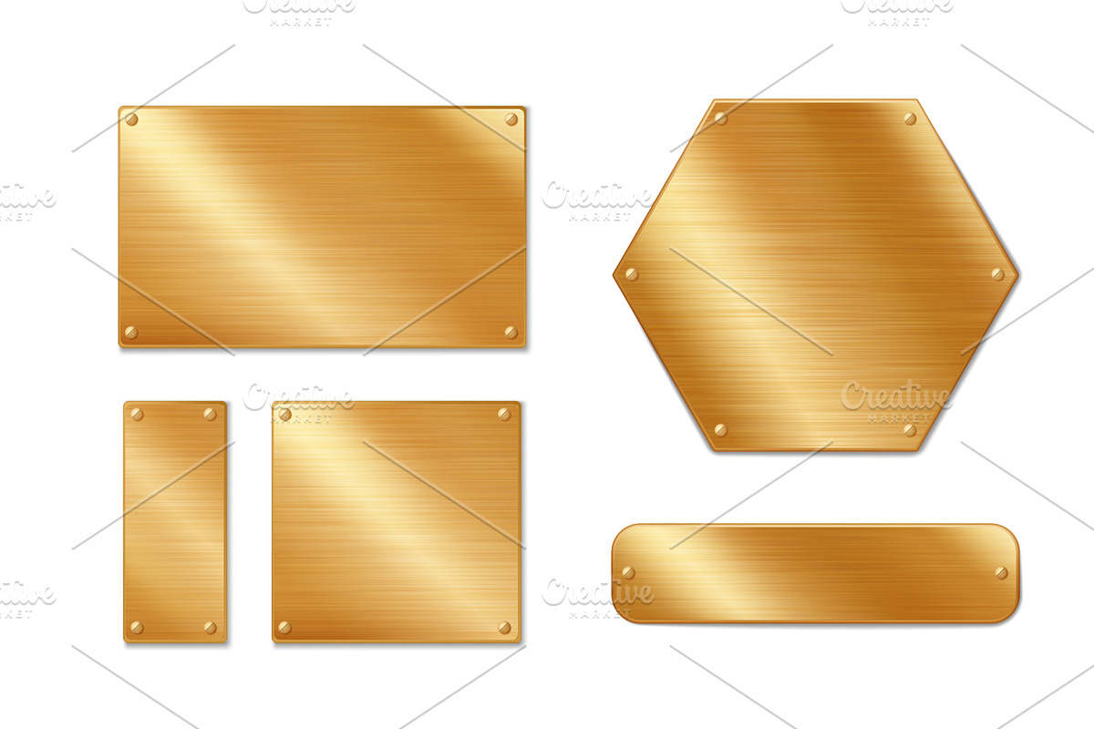 Polished gold metal plates with, an Object Illustration by art PVP - market
