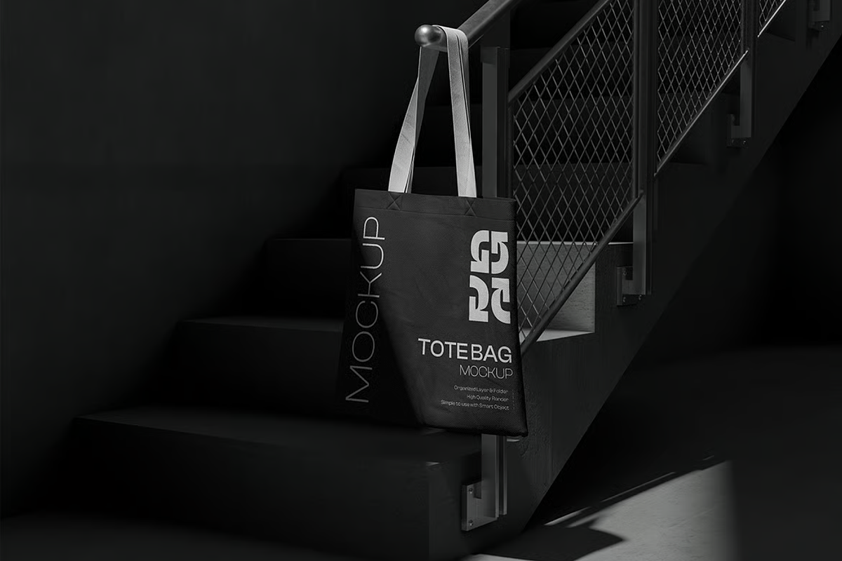 Realistic Tote Bag Mockup, a Cups & Container Mockup by graphicsauce (Photo 4 of 4)