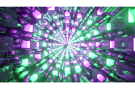 Surreal corridor with vivid lamps 4K, an Arts & Entertainment Photo by hakuluart