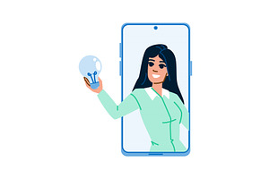 Businesswoman showing light bulb, a Technology Illustration by pikepicture
