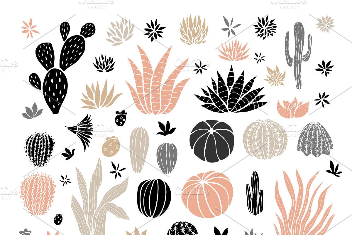 MINI SET Cacti & Succulents Vector, a Decorative Illustration by Iraida_Bearlala (Photo 2 of 4)