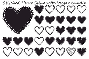 Stitched Heart Silhouette Vector Bun, an Illustration by Designs_River