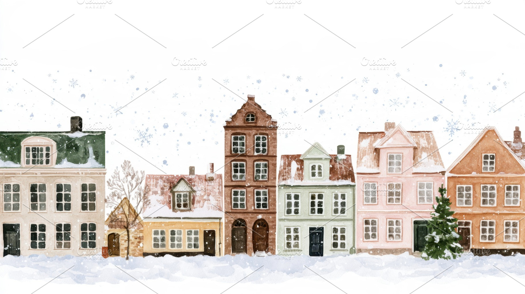 Winter houses in a snowy setting, a Photo by Beautiful things