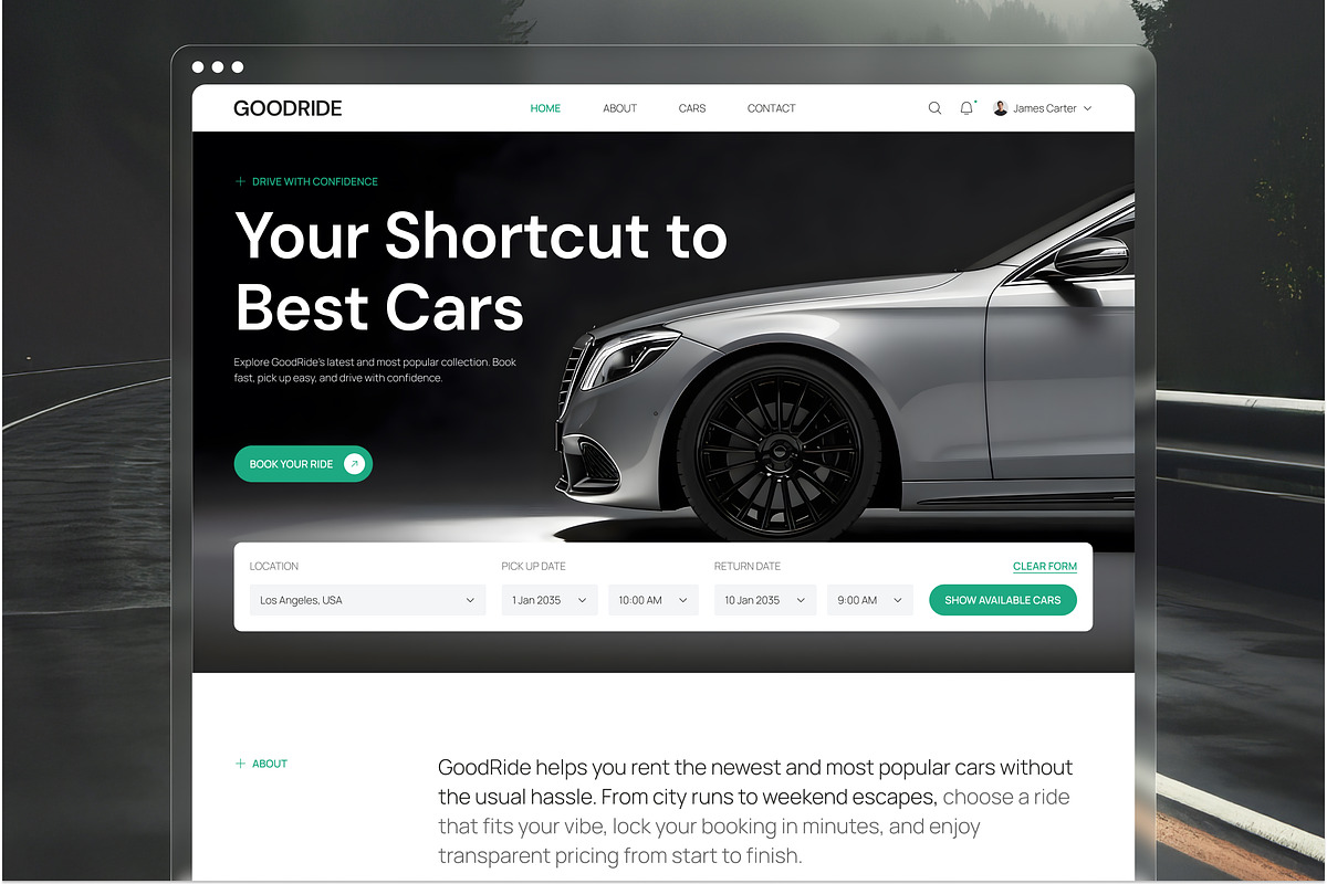 Car Rental Website UI Figma Template, an UI Kit Template by peterdraw (Photo 1 of 7)
