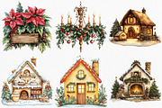 Watercolor Christmas Home Clipart, an Illustration by Canvas Craft (Thumbnail 2 of 8)