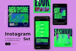 Neon Green Futuristic Instagram Set