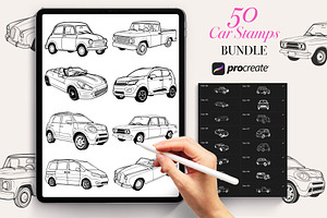 50 Car Procreate Stamps Brushes