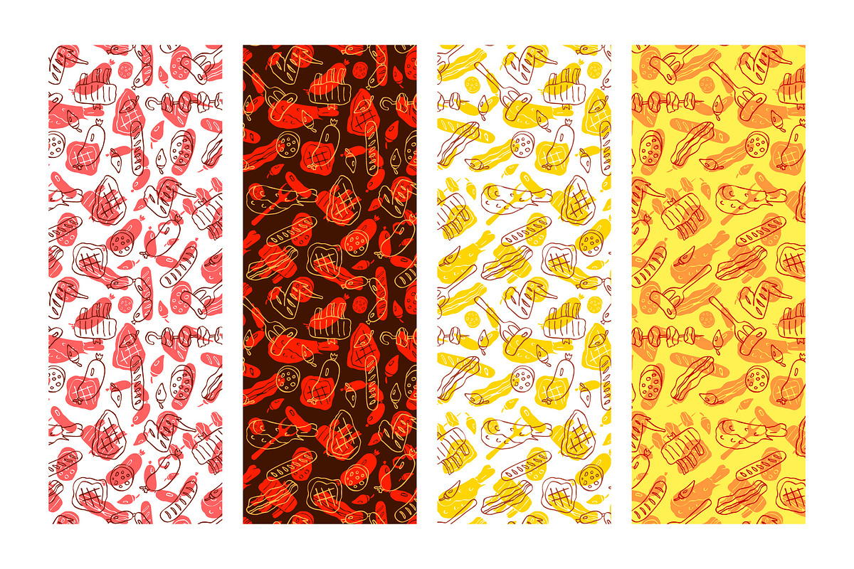 Meat food patterns, a Pattern Graphic by Hellgram (Photo 2 of 6)
