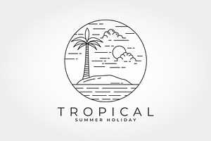 Palm tree line art minimalist logo, a Branding & Logo Template by PrastHF