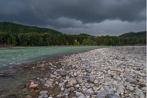 Fast mountain river Katun, a Nature Photo by Jan Jack Russo Media