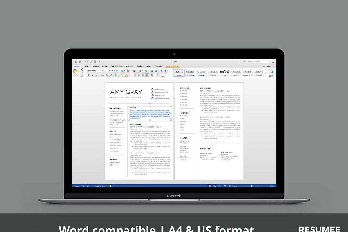 Professional resume template / CV, a Resume Template by Nordic Designs (Photo 3 of 4)