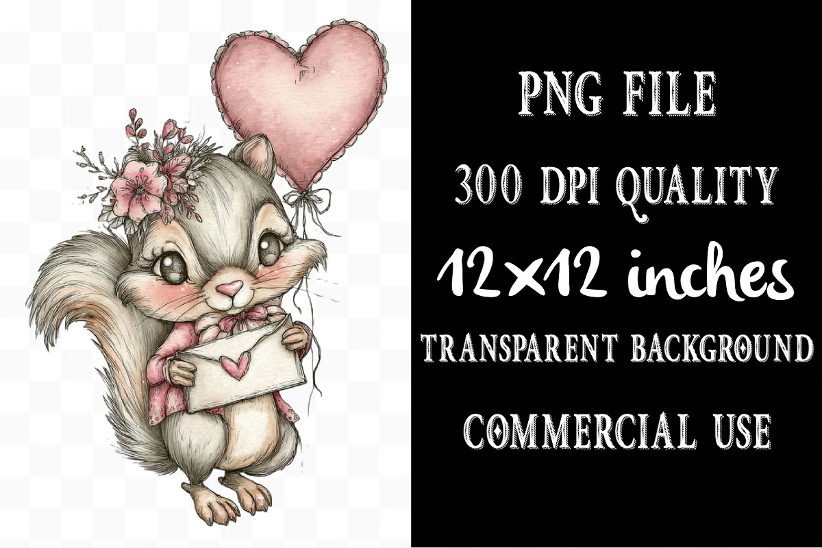 Whimsical Valentine Squirrel Clipart, an Illustration by Designking (Photo 4 of 5)