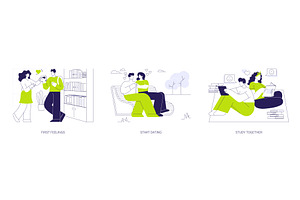 Students romantic moments isolated, an Education Illustration by Visual Generation