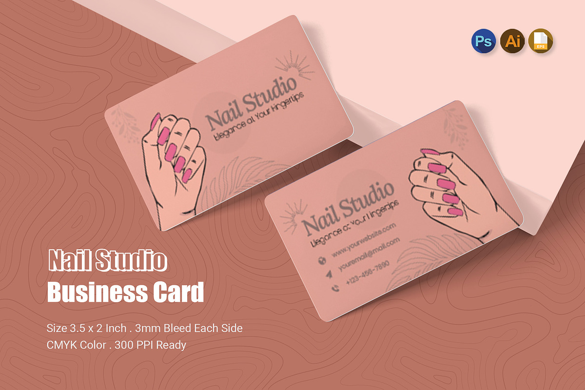 Nail Studio Business Card, a Business Card Template by Esensifiksi.studio (Photo 1 of 2)