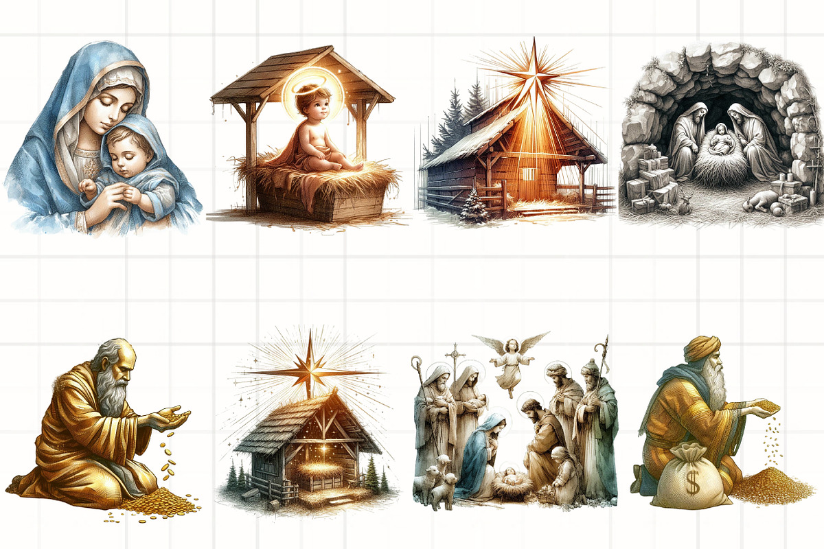 Christmas Nativity Sublimation Clipa, an Illustration by CrexoraLab (Photo 2 of 5)