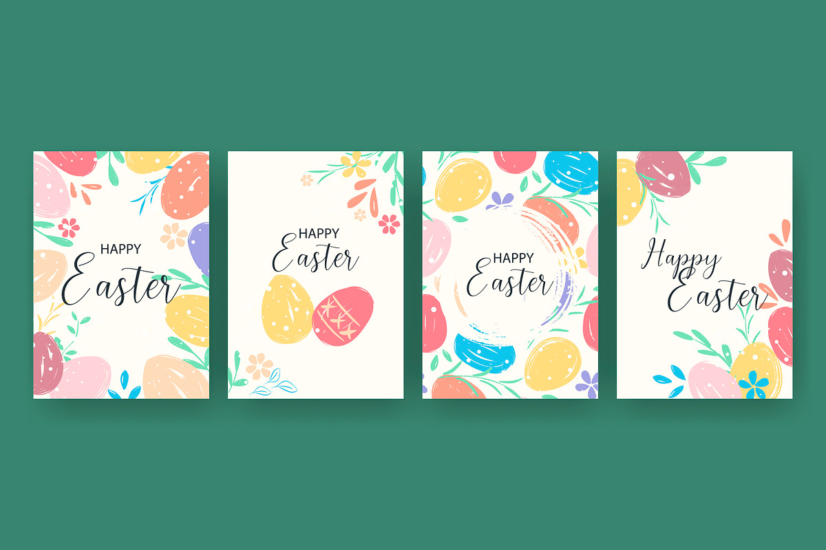 Happy Easter greeting cards set, a Card Template by Tati_Kli