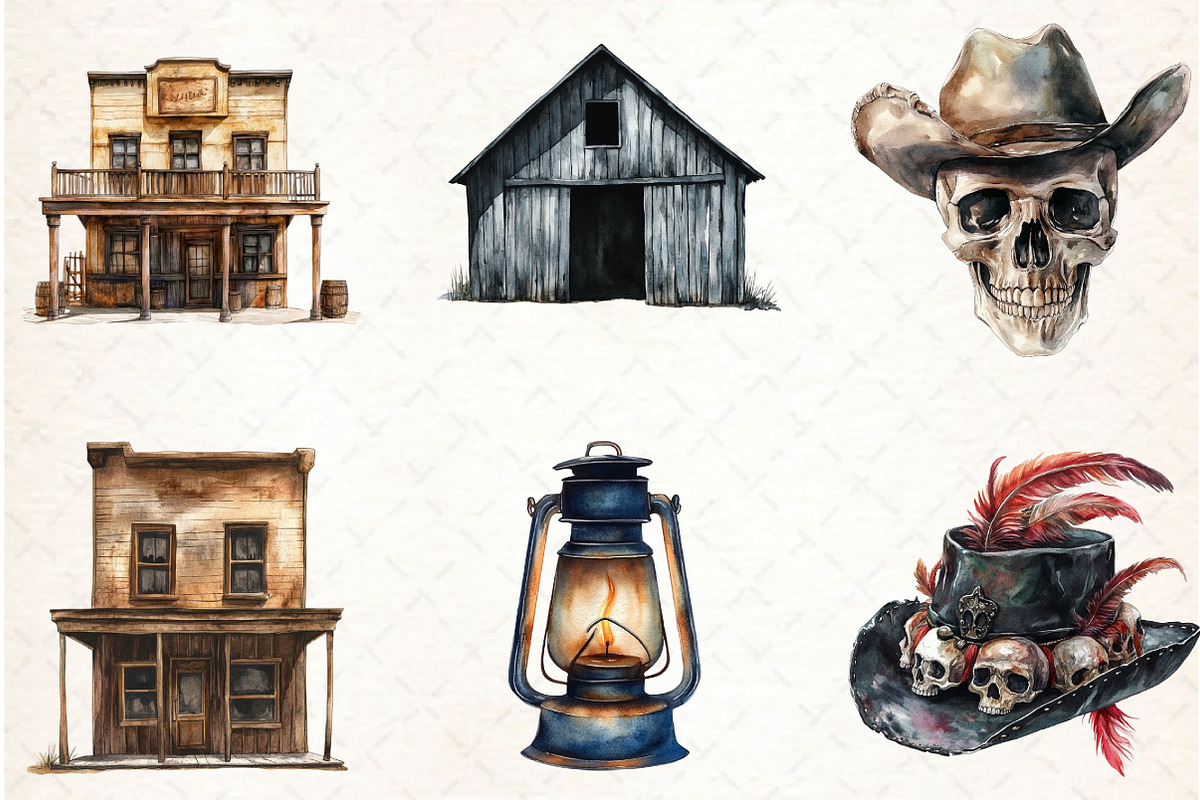 Watercolor Western Gothic Clipart, a Graphic by Libby Wishes (Photo 3 of 4)