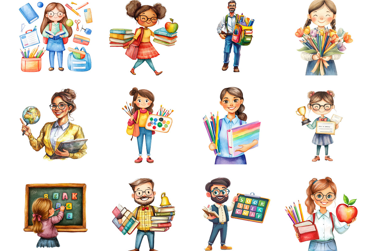 Black Kids Back to School Clipart, a Seasonal Illustration by Designking (Photo 2 of 5)