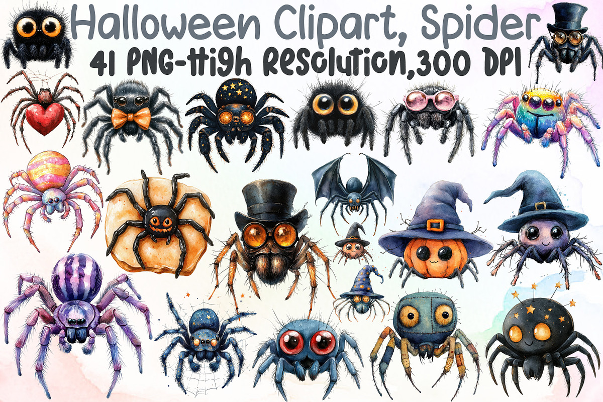 Halloween Clipart, Spider Clipart PN, an Illustration by Sublimation Artist (Photo 1 of 6)