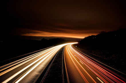 Long exposure captures bright light, a Photo by Tanuart