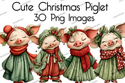 Cute Christmas Piglet Clipart, an Illustration by DreamArtGraphic (Thumbnail 1 of 5)