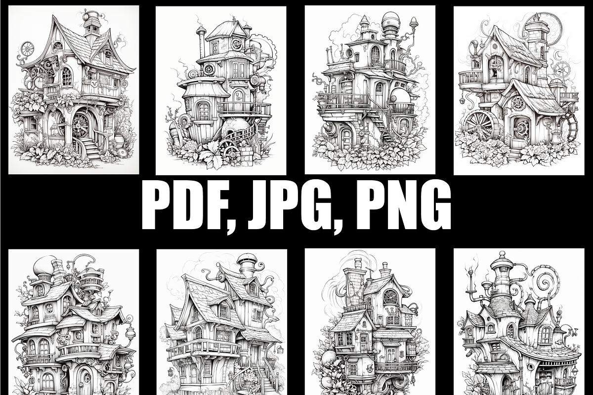 Steampunk House Coloring Book, an Animal Illustration by Design Zone