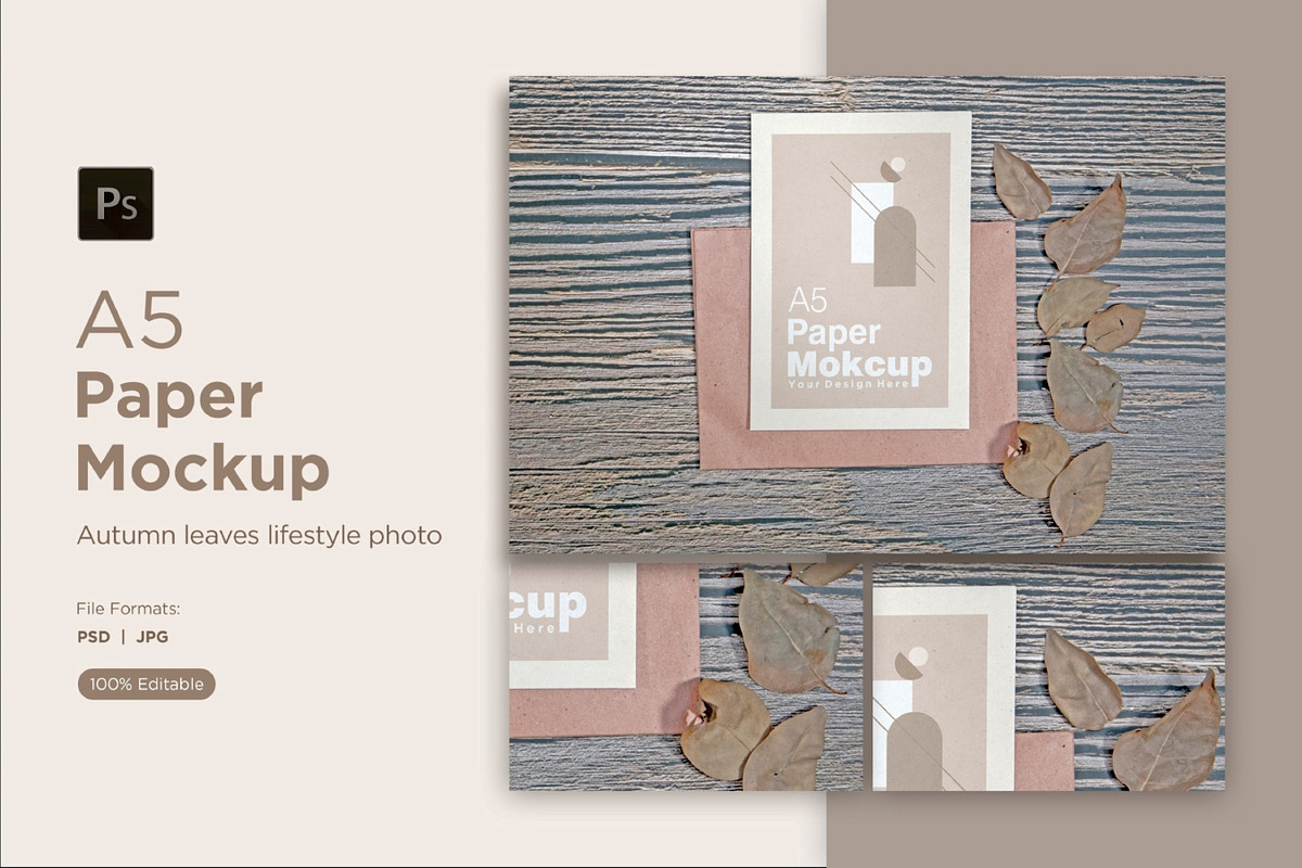 A5 Paper Mockups with autumn themes, a Print Template by shahsoft (Photo 1 of 3)