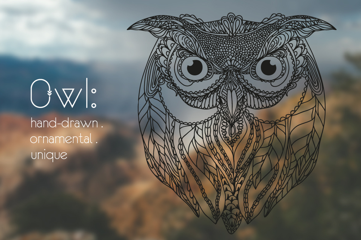 Tribal Owl, an Animal Illustration by LaKu