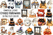 Creepy and Cozy Halloween-Clipart, an Illustration by CraftArtStudio (Thumbnail 1 of 6)