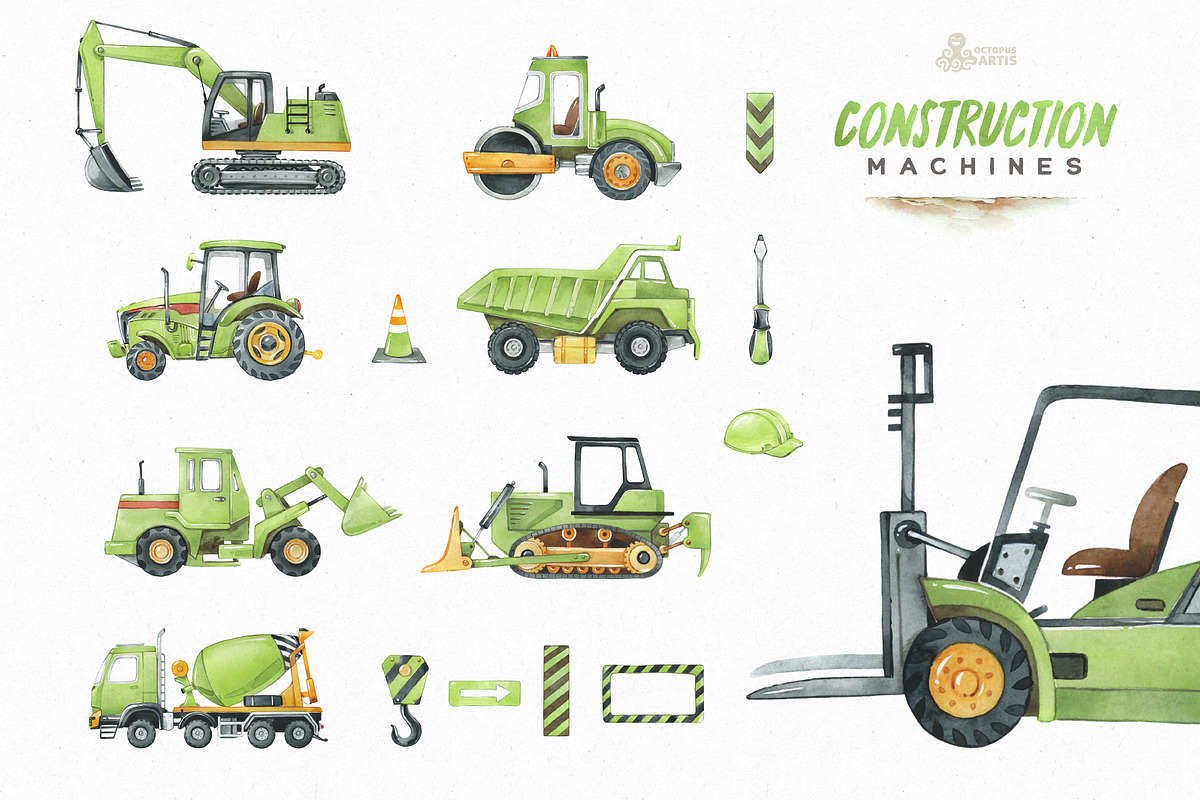 Construction Machines, a Transportation Illustration by OctopusArtis (Photo 4 of 7)