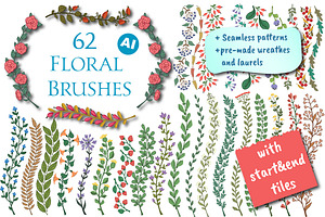 Color floral brushes and elements AI