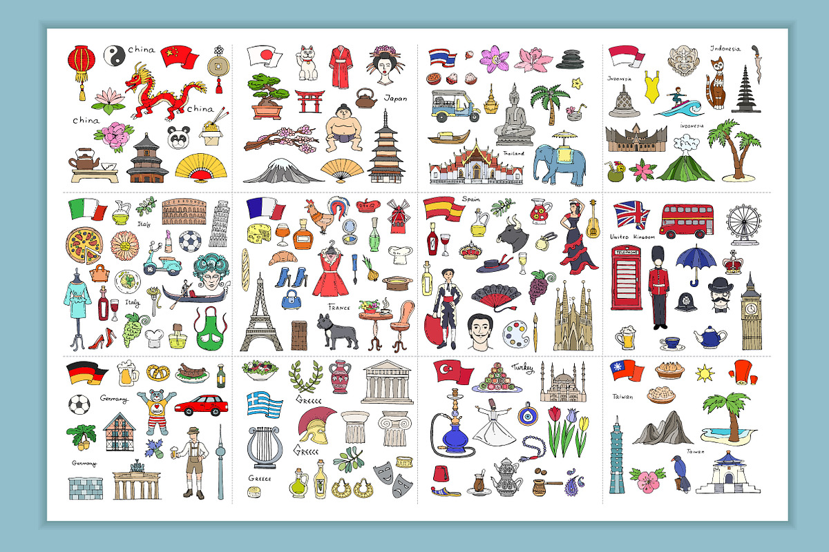 Vector set with 24 countries, an Object Graphic by Olga Chuklay (Photo 4 of 5)