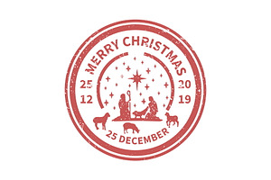 Christmas red Postal Stamp.