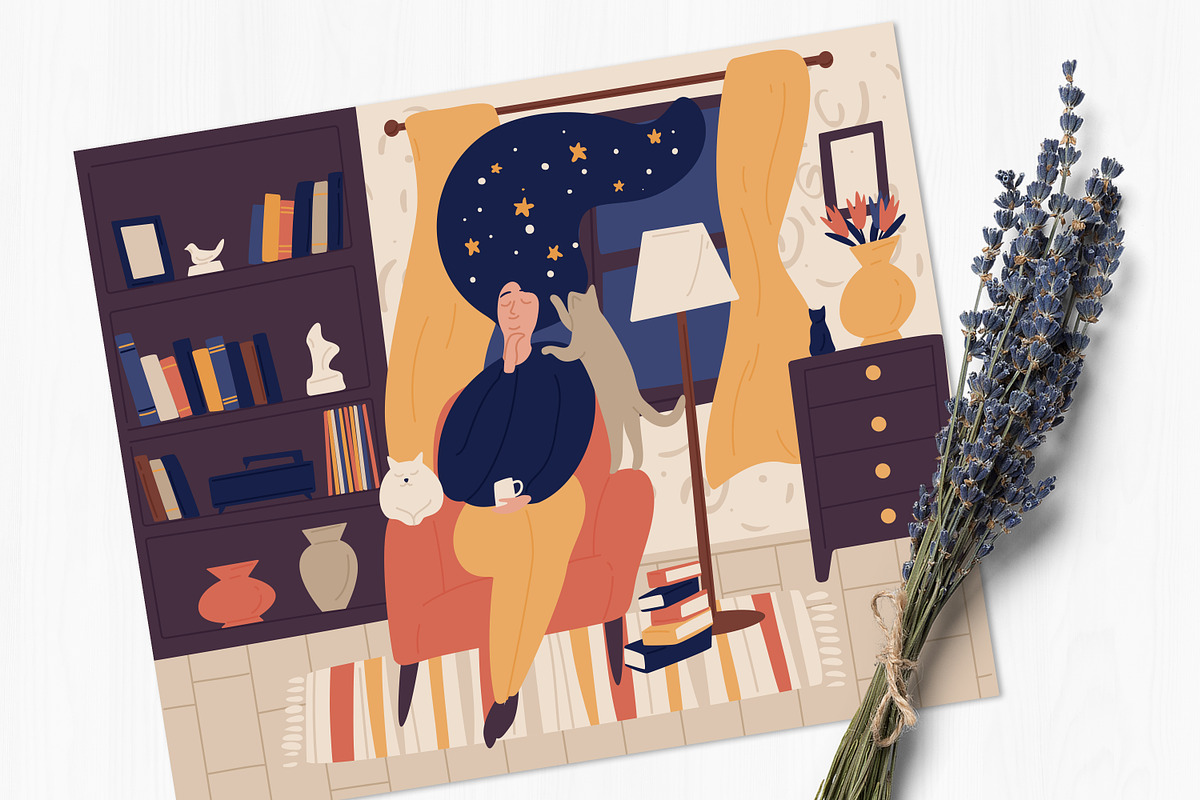 Woman dreaming, fantasy concept, a Person Illustration by Good Studio (Photo 3 of 3)