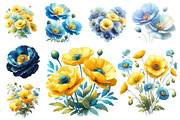 Blue & Yellow Poppy Flowers Clipart, an Illustration by Dream Creation (Thumbnail 4 of 4)