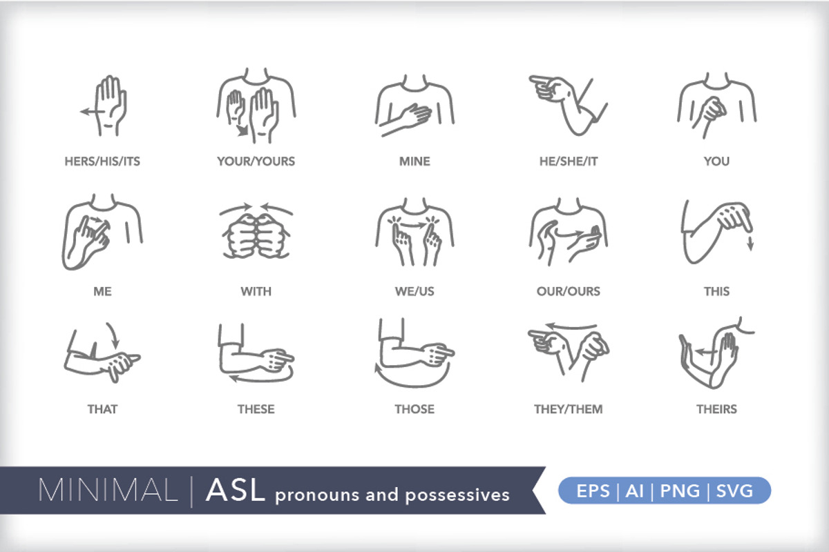 Minimal American Sign Language (ASL), an Outline Icon by Picture Window (Photo 3 of 26)