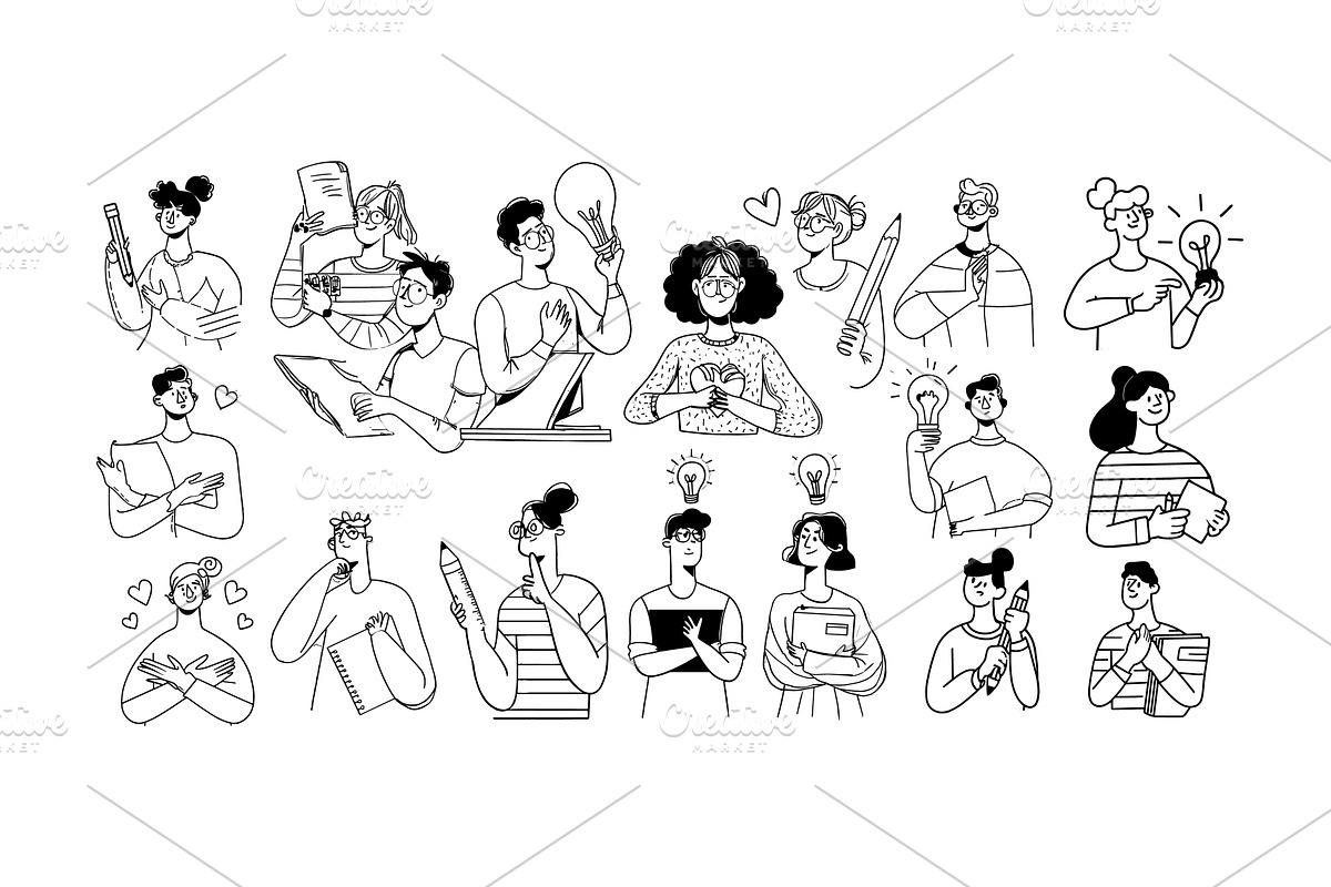 People characters black ink sketches, an Object Illustration by Onyx