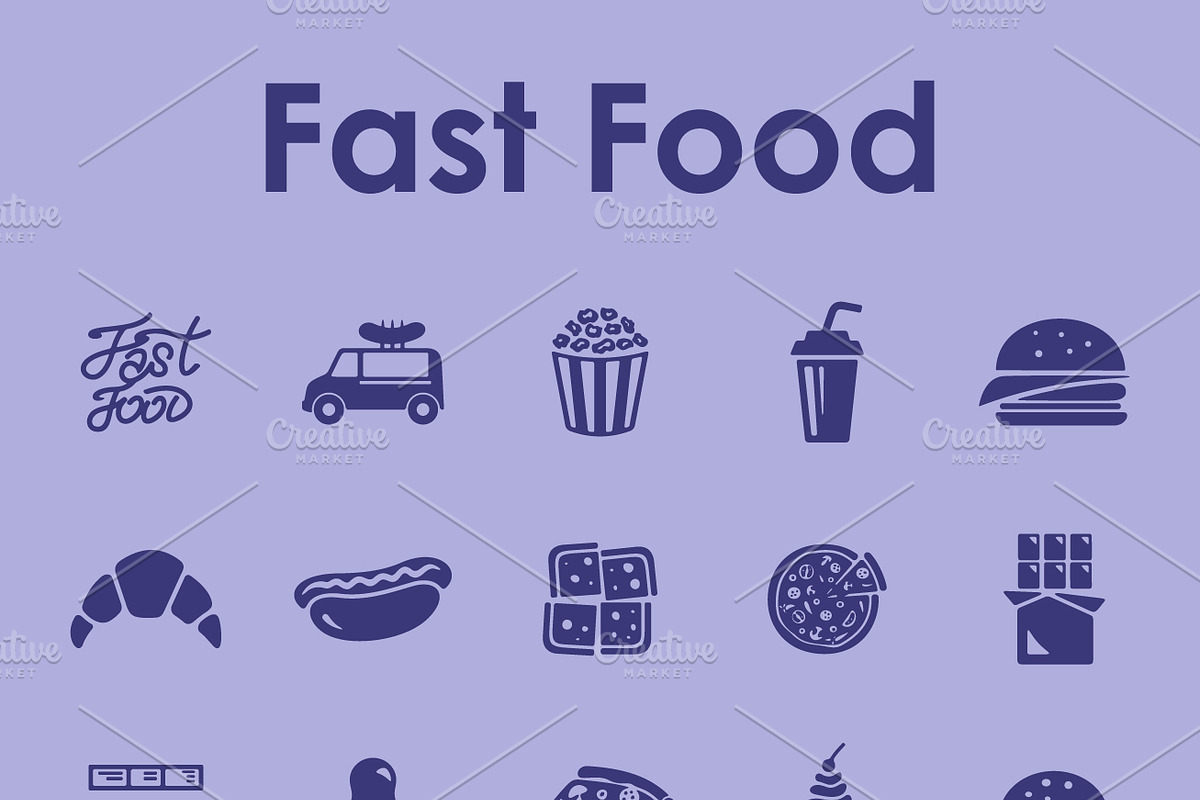 20 fast food simple icons, an Icon by Palau