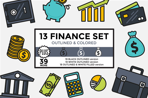 Finance Set Outlined & Colored preview 6