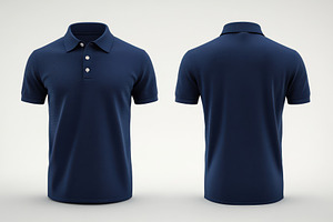 Navy Blue Polo Shirt Mockup Front an, a Background Photo by Pixeness Studio