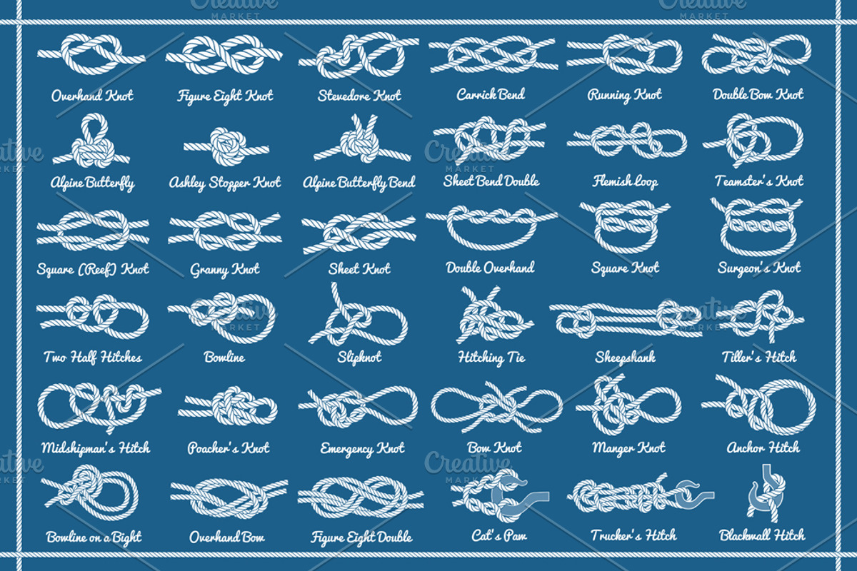White on blue rope knots set, an Object Graphic by Ann-zabella