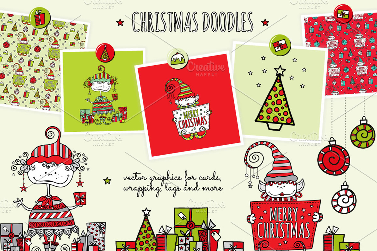 Set of Fun Christmas Doodles, an Illustration by Tazi Design (Photo 1 of 4)