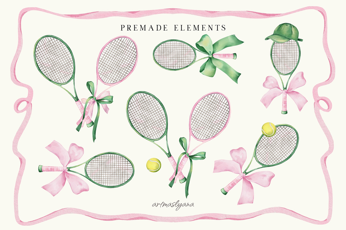 Tennis Aesthetic Collection, a Sport Illustration by ArtMaslyana (Photo 4 of 7)
