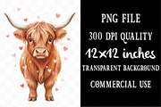 Highland Cow Valentine's Day PNG, an Illustration by Designking (Thumbnail 4 of 5)